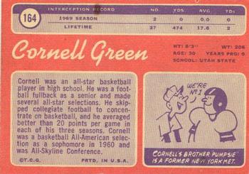 1970 Topps #164 Cornell Green Back