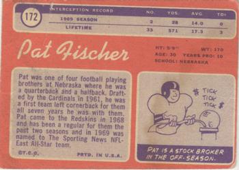 1970 Topps #172 Pat Fischer Back