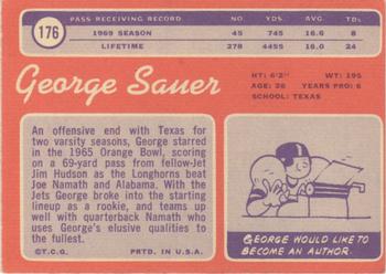 1970 Topps #176 George Sauer Jr. Back