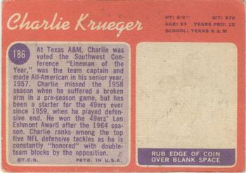 1970 Topps #186 Charlie Krueger Back