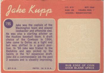 1970 Topps #196 Jake Kupp Back