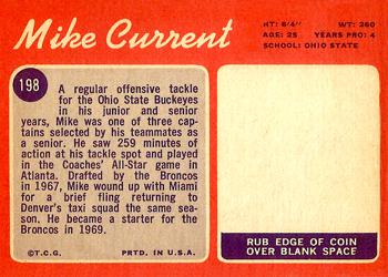 1970 Topps #198 Mike Current Back