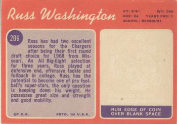 1970 Topps #206 Russ Washington Back