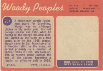 1970 Topps #207 Woody Peoples Back