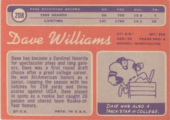 1970 Topps #208 Dave Williams Back