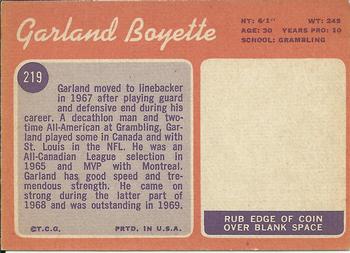1970 Topps #219 Garland Boyette Back