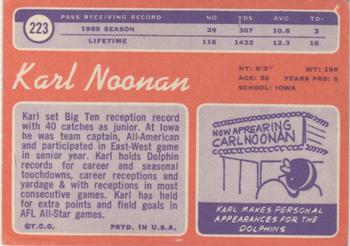 1970 Topps #223 Karl Noonan Back