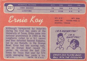 1970 Topps #227 Ernie Koy Back