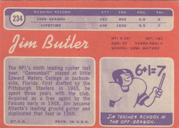 1970 Topps #234 Jim Butler Back