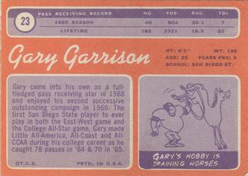 1970 Topps #23 Gary Garrison Back