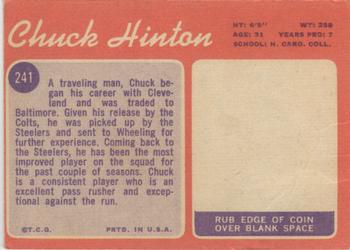 1970 Topps #241 Chuck Hinton Back