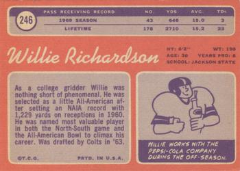 1970 Topps #246 Willie Richardson Back