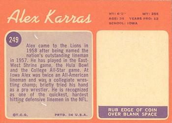 1970 Topps #249 Alex Karras Back