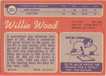 1970 Topps #261 Willie Wood Back