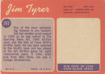 1970 Topps #263 Jim Tyrer Back