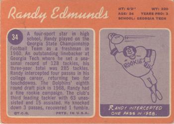 1970 Topps #34 Randy Edmunds Back