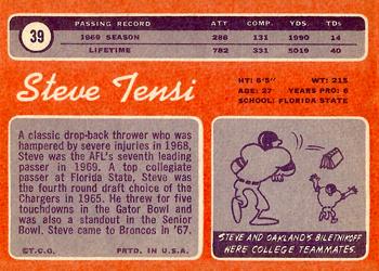 1970 Topps #39 Steve Tensi Back