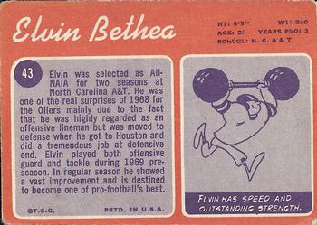 1970 Topps #43 Elvin Bethea Back