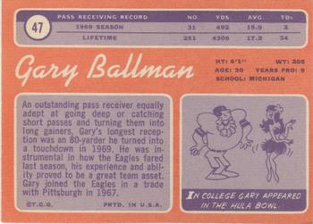 1970 Topps #47 Gary Ballman Back