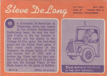 1970 Topps #49 Steve DeLong Back
