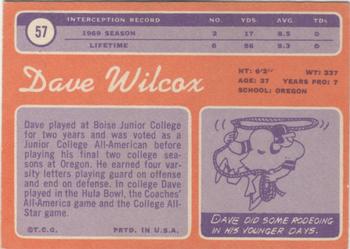 1970 Topps #57 Dave Wilcox Back