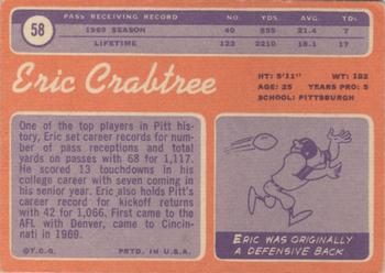 1970 Topps #58 Eric Crabtree Back