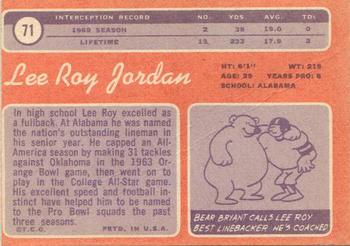 1970 Topps #71 Lee Roy Jordan Back