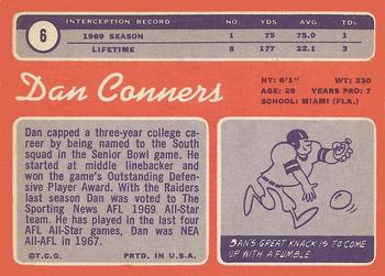 1970 Topps #6 Dan Conners Back
