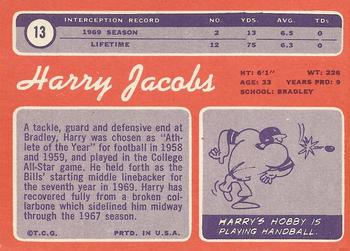 1970 Topps #13 Harry Jacobs Back