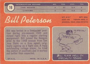 1970 Topps #16 Bill Peterson Back