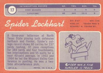1970 Topps #17 Spider Lockhart Back