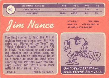 1970 Topps #60 Jim Nance Back