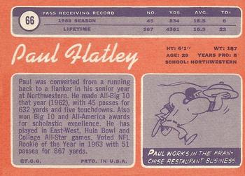 1970 Topps #66 Paul Flatley Back