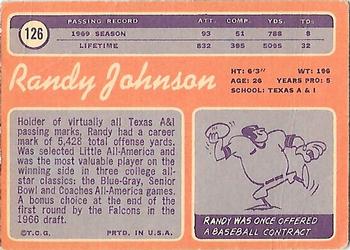 1970 Topps #126 Randy Johnson Back