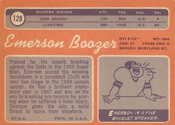 1970 Topps #128 Emerson Boozer Back