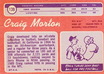 1970 Topps #139 Craig Morton Back