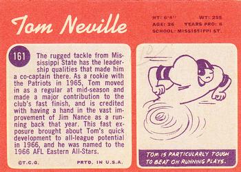 1970 Topps #161 Tom Neville Back