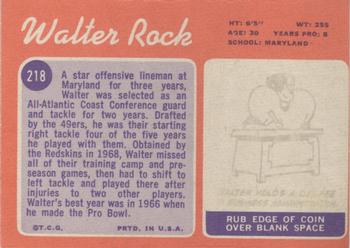 1970 Topps #218 Walter Rock Back