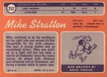 1970 Topps #252 Mike Stratton Back