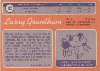 1970 Topps #82 Larry Grantham Back