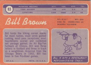 1970 Topps #83 Bill Brown Back