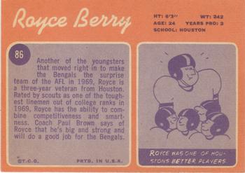 1970 Topps #86 Royce Berry Back