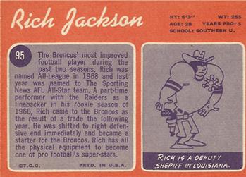 1970 Topps #95 Rich Jackson Back