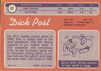 1970 Topps #97 Dick Post Back
