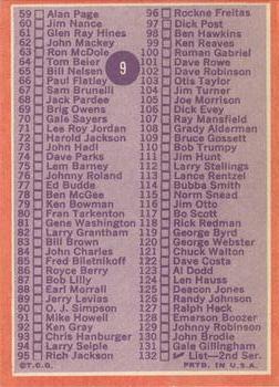 1970 Topps #9 Checklist: 1-132 Back