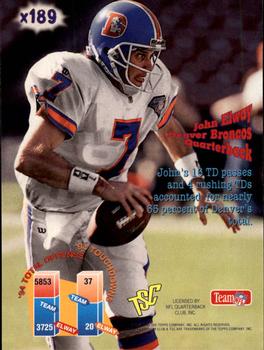 1995 Stadium Club - Diffraction Members Only #x189 John Elway Back