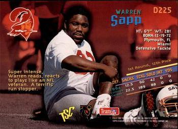 1995 Stadium Club - Diffraction Members Only #D225 Warren Sapp Back
