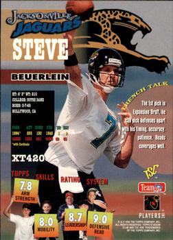 1995 Stadium Club - Diffraction Members Only #XT420 Steve Beuerlein Back