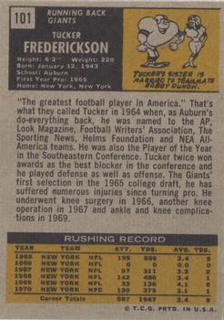 1971 Topps #101 Tucker Frederickson Back