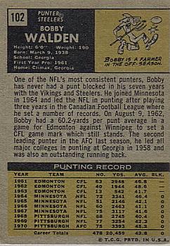 1971 Topps #102 Bobby Walden Back